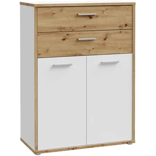 Forte Kommode "Keflav", weiß (weiß, artisan eiche), B:84,5cm H:115,1cm T:41,5cm, Spanplatte, Sideboards, Kommode, Breite 84,5 cm