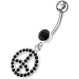 Firetti Bauchnabelpiercing »Schmuck Geschenk Piercing Silber 925 Körperschmuck PEACE«, mit Zirkonia (synth.), schwarz