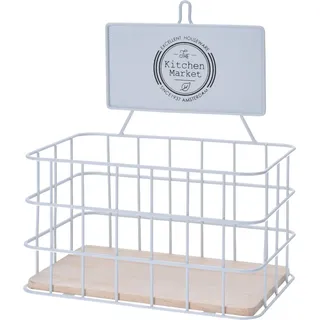 Wandmontiertes Küchenregal in Korbform - Weiß