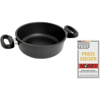 AMT Gastroguss Schmortopf, Ø 20 cm, 8 cm hoch, Bratpfanne mit zwei Seitengriffen, induktionstauglich, backofenfest, Lotan® Antihaft-Veredelung, Aluguss (Aluminium), AMZN-I-820