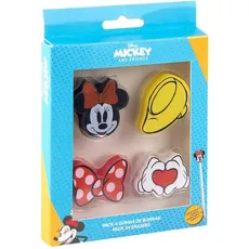 CERDÁ LIFE'S LITTLE MOMENTS - Minnie Mouse Set 4 Radiergummi Kinder Schule mit Motiv - Offizielle Disney Lizenz, Mehrfarbig, Einheitsgröße