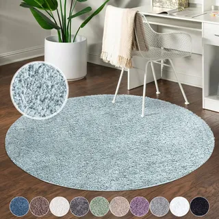 Carpet City Hochflor-Teppich City Shaggy 500 Türkis 80x80 cm , Textil , Uni , Rund , 80x80 cm , Oeko-Tex® Standard 100 , für Fußbodenheizung geeignet, pflegeleicht, strapazierfähig , Teppiche und Böden, Teppiche, Hochflorteppiche & Shaggys