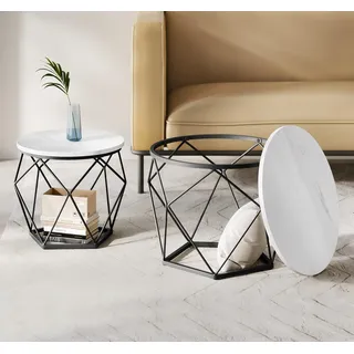 VASAGLE Couchtisch rund 2er Set