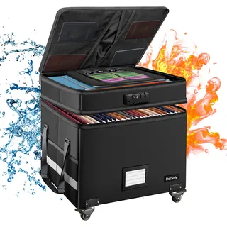 DocSafe Aktenbox mit Schloss, mehrlagige, faltbare Rollordner-Aufbewahrungsbox mit Taschen, großer tragbarer Aktenschrank für Zuhause und Büro zum Aufhängen von Ordnern