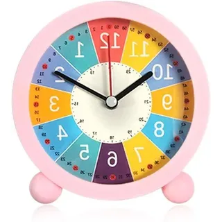 Elektronische und mechanische Wecker für Kinder ohne Piep, rosa, für Jungen und Mädchen geeignet, ideal für Schulkinder