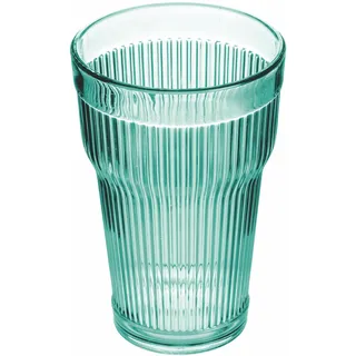 Villa d'Este Home Tivoli 6er Set Trinkbecher 400ml aus Acryl, Oberfläche mit vertikalen Streifen, Aquamarin, Fashion Ocean