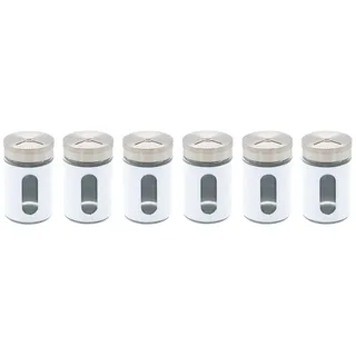 MC Trend 6er Set Gewürzstreuer Salzstreuer Pfefferstreuer aus Glas & Edelstahl mit Dreh-Deckel und Sichtfenster Gewürzglas Vorratsglas Dose (6er Set Weiß)