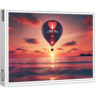 raxxa Premium-Puzzle "Romantischer Heißluftballon - Ich liebe dich für unvergessliche Momente", 1000 Teile