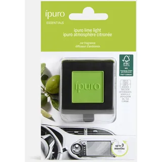 ipuro Car Line Autoduft Clip LIME LIGHT - Auto Lufterfrischer mit Litsea, Orange, Zitronengras & Vanilleblüte Duft - Autoparfum frisch spritzig & belebend - Duftclip für Auto Innenraum