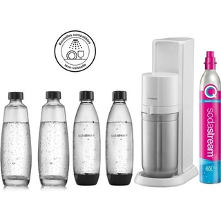 Sodastream Duo weiß + 2 Glaskaraffen+ 2 PET-Flaschen + Zylinder