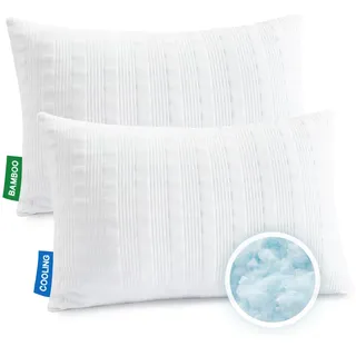Kühlkissen zum Schlafen, King-Size, 2er-Set, geschreddertes Memory-Foam-Bettkissen mit doppelseitigem Material, verstellbares Loft-King-Size-Kissen für Seiten- und Rückenschläfer (Kingsize, 2er-Pack)