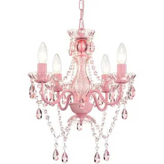 Alighting Kleiner Kronleuchter in Rosa, 4-Flammige Pendelleuchte Ø 41 cm | Acryl Pendelleuchte für Kleine Räume, Mädchenzimmer Kinderzimmer, E14(ohne Leuchtmittel)