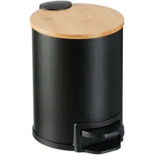 Relaxdays Bad-Mülleimer , Metall, Holz, Kunststoff , 17x22.5x23 cm , Haushalt & Kleinelektro, Reinigung, Mülleimer & Abfallsammler