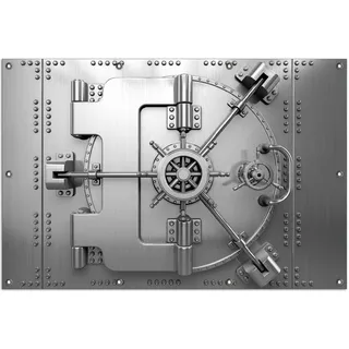 Wallario Outdoor-Poster für Garten oder Balkon, Motiv Tresortür mit Öffnungsmechanismus, in ca. 100 x 150 cm - Weiß