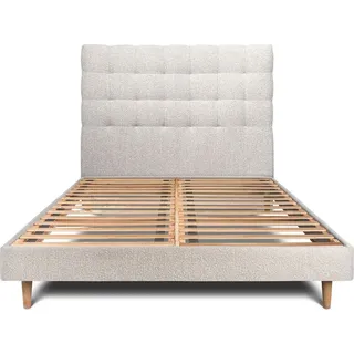 Bett mit gepolstertem Kopfteil – Bouclé-Stoff - 140 x 190 cm