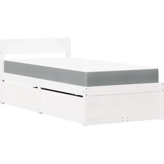 vidaXL Bett mit Schubladen und Matratze Weiß 90x200 cm Massivholz - Weiß