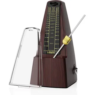 LEKATO Mechanisches Metronom für Klavier Gitarre Bass Violine Ukulele Schlagzeug Saxophon Banjo Mandoline - Visualisierung von Takt & Tempo, lauter Klang mit betonter Glocke, hohe Präzision, Braun