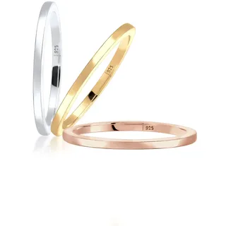 Elli Ring Damen Set Stapel Tri-Color in 925 Sterling Silber