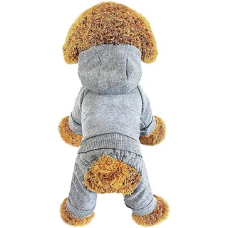 Hunde-Kapuzenpullover, Haustier-Overall, Fleece-Sweatshirt mit Knöpfen, Hunde-Pyjama, Winter Warm Baumwolle Welpe Hoodie 4 Beine Hundekleidung für kleine mittelgroße große Hunde Katzen Junge Mädchen