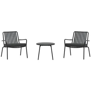 ebuy24 Lounge-Set, Mykonos, Schwarz, Stahl, 50 x 50 x 40 cm, 3-teilig , Metall , Gartenmöbel, Gartengarnituren, Gartenmöbel-Sets