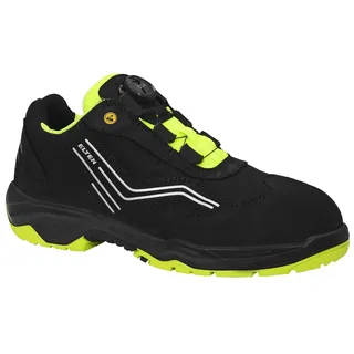ELTEN Sicherheitsschuhe AMBITION BOA Low ESD S2, Damen und Herren, Leder/Textil, Stahlkappe, leicht, sportlich, Schwarz/Gelb, Größe: 38