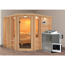 Bild Sauna Marona 40mm Dachkranz Ofen 9kW extern classic Tür