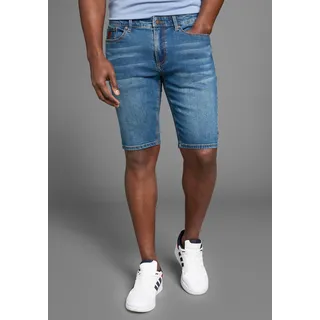 Jeansshorts BRUNO BANANI "Hutch-Shorts", Herren, Gr. 34, Länge 32, blau, Denim/Jeans, Obermaterial: 98% Baumwolle, 2% Elasthan, unifarben, normal kurz, Jeans Jeansshorts, gerade geschnittene kurze Beine, niedrige Leibhöhe, Topseller