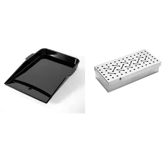 Weber 7665 Plancha Grillplatte, für Genesis II ab 300-Serie, schwarz & 7576 Räucherbox universal, Räuchern, für Gas- und Holzkohlegrills, Raucharmona