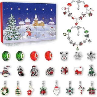 Awutzut Adventskalender 2024 Mädchen Teenager DIY Schmuck Charms Armbänder Blau - Blau
