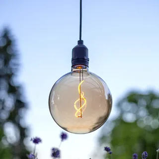 LED-Glaskugel ''Bowl'', warmweiß, 1m Kabel, 12,5x19,5cm, IP44, Batteriebetrieben - Transparent