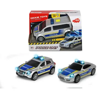 Simba Dickie SOS Police Unit, 3-Asst. 15 cm, Maßstab 1:32, Licht und Sound, Try Me, Mehrfarbig, 4006333059827
