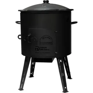 Feuerofen Utschak + 22L Gusseisen Kazan Smooth Inside Namangan + Sieblöffel – Camping BBQ Set