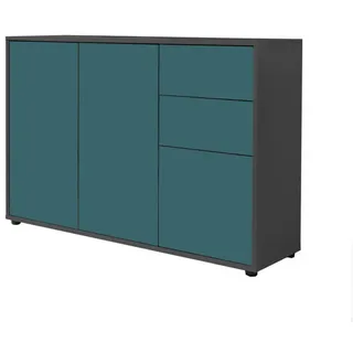 Mid.you Kommode , Anthrazit, Petrol , Holzwerkstoff , 1 Fächer , 2 Schubladen , 105.5x73x33 cm , Made in Germany , erweiterbar, stehend, in verschiedenen Größen erhältlich , Kleinmöbel, Kommoden, Kommoden