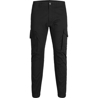 JACK & JONES Cargo Hose Slim Fit Paul in Schwarz-W33 / L32