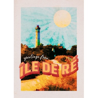 KOMAR Wandbild Vintage Travel Île de Ré - Größe: 50 x 70 cm - Poster, Kunstdruck, Dekoration, Wohnzimmer, Schlafzimmer