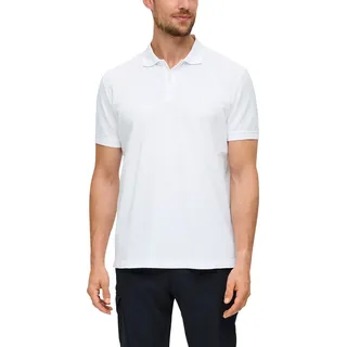 Poloshirt S.OLIVER, Herren, Gr. S, weiß, Jersey, Obermaterial: 100% Baumwolle, unifarben, regular fit hüftlang, Rundhals, Rippbündchen, Shirts Poloshirt, mit Logostickerei, Topseller