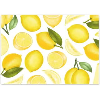 younikat Tischunterlagen Zitronen 100 Stück aus Papier I DIN A3 eckig Platzsets I Einweg Tischset I Gelb Weiß I Gastronomie Haushalt Sommer Deko I dv1255
