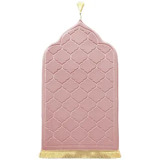 LAVAMOND Gepolstert Gebetsteppich Türkischer Stil Seccade Weich Prayer Mat für Eid Reisen Ramadan Islamischer Muslimische Matte Muslim Gebets Beten Teppich Herren Damen - Teppich Dicker Stoff(Rosa)