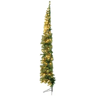 Costway Weihnachtsbaum Halb-Baum 210 cm 150 LED warmweiß Grün , Kunststoff , 210 cm , Dekoration, Weihnachtsdekoration, Christbäume & Zubehör