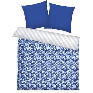 Tom Tailor Wendebettwäsche Floral Baumwolle Blau 200 x 220 cm + 2 x 80 x 80 cm
