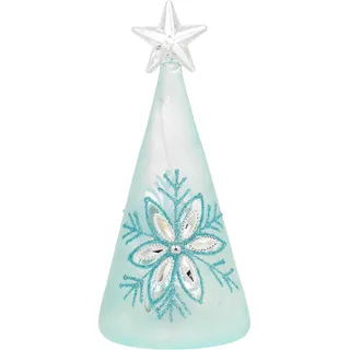 Baum Weihnachtlich Bagutta Geschenk Glas Geblasen Kegel Sterne Blau Lichter LED