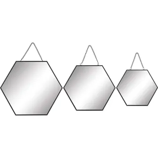 Wandspiegel-Set Minimalist Zen Metall Schwarz 3-tgl.