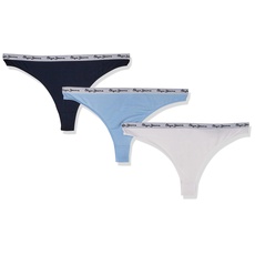 Pepe Jeans Damen Classic 3P Thong Bikini Style Underwear, Blue (Dulwich Blue), L (3er Pack)