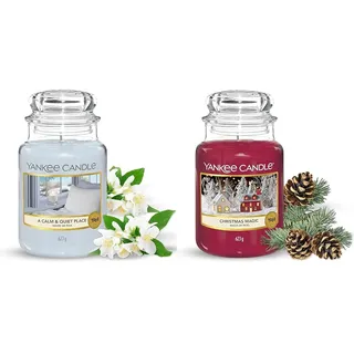 Yankee Candle große Duftkerze im Glas, A Calm and Quiet Place, Brenndauer bis zu 150 Stunden & Duftkerze im Glas (Große Kerze im Glas) | Christmas Magic | Brenndauer bis zu 150 Stunden