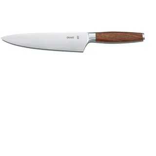 GRAEF. Kochmesser 20 cm KN5053, handgeschliffene Klinge 1.4116er Edelstahl, Echtholzgriff Walnuss