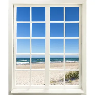 Wandtattoo - Fenster mit Aussicht "Ostsee Strand" 83 x 100 cm (BxH) - Wandaufkleber - Wandsticker