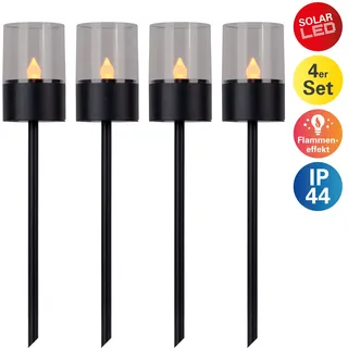 LED Solarleuchte OTTO HOME "Liddia", schwarz, H:37cm Ø:7,5cm, Leuchten, LED Solarleuchte, 4er Set Dekoerdspieß, Gartenfackel mit Flammeneffekt, Metall H: 37cm