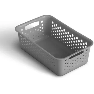 Pro Home Aufbewahrungskorb 2L mit Griffen - BPA-Frei - Organizer 25 x 16 x 8 cm / Anthrazit ) - Körbchen für Bad Küche Schlafzimmer, Haushaltskorb