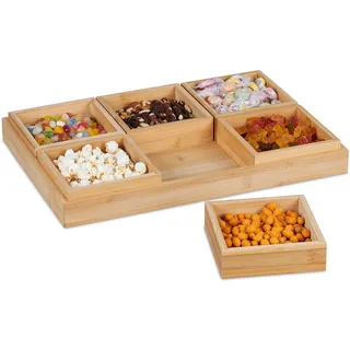 Relaxdays Snackschalen-Set Hellbraun 7-tlg.