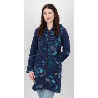 Fleecejacke DEPROC ACTIVE "Patchwork NUNAVUT LONG WMN", Damen, Gr. 36/38 (M), blau (schwarz navy), 100% Baumwolle, Jacken Fleecejacke, auch in Großen Größen erhältlich